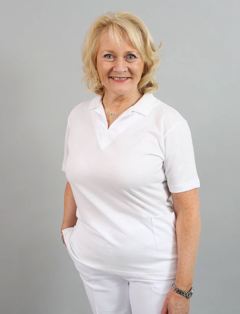 Emsmorn Ladies White Vee Blouse