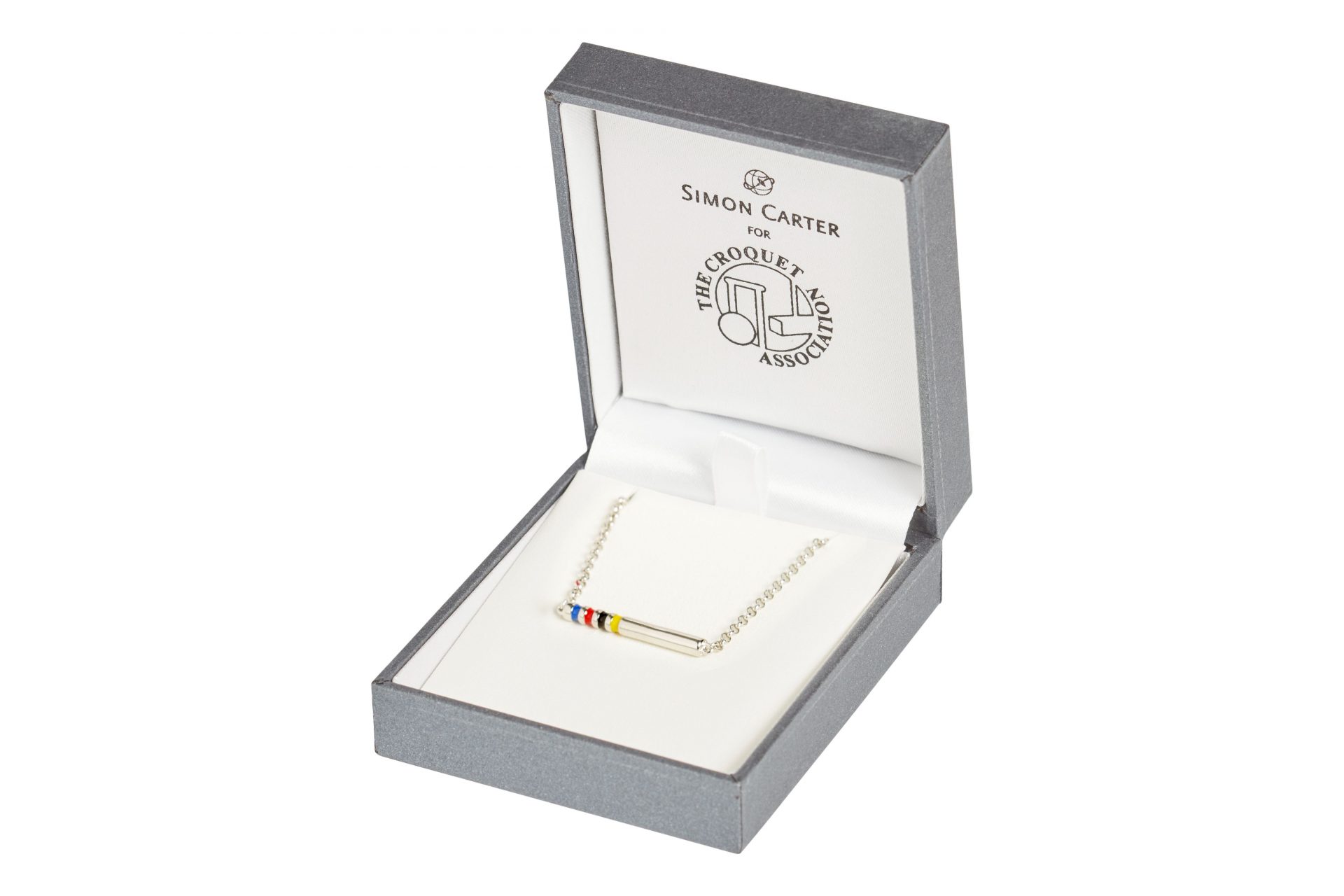 Sterling Silver Peg Necklace With Primary Coloured Stripes