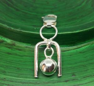 Silver Hoop & Swinging Ball Charm